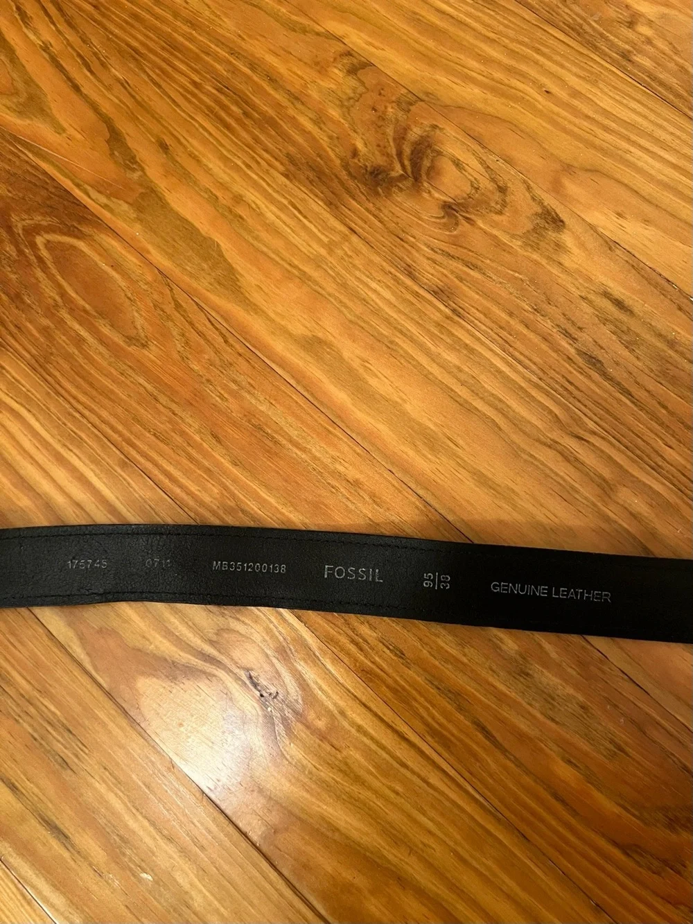 Men’s Vintage Fossil Genuine Leather Black Belt With Silver Buckle Size 38